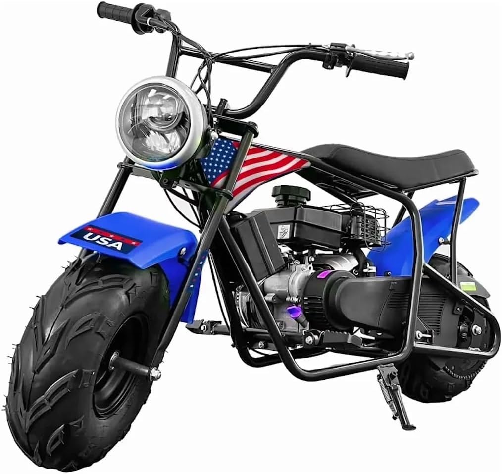 XtremepowerUS Mini Bike 4-Stroke Gas Prowered Off Road Trail Bike Dirt Mini Motorcycle Ride on 99cc 3.5HP Blue (Blue)