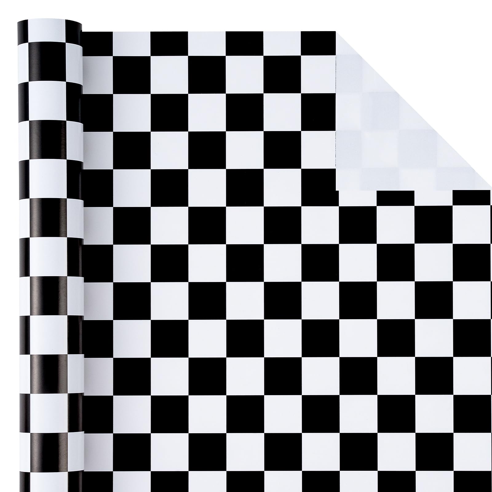WRAPAHOLIC Rolka papieru do pakowania flagi w kratkę - 40 cm x 40 cm - papier do pakowania samochodu wyścigowego na urodziny dzieci, urodziny dziewcząt, chłopców, baby shower