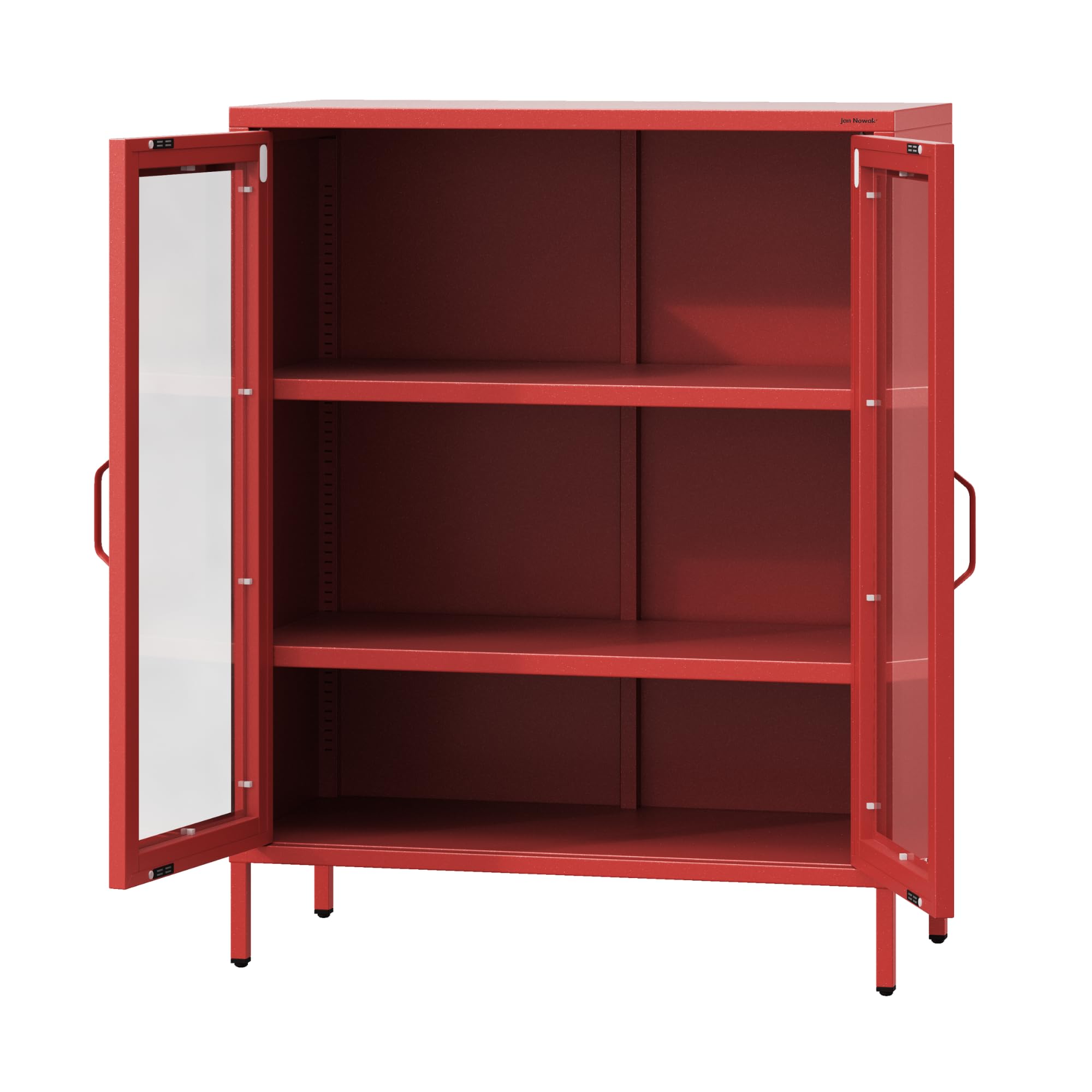 Jan Nowak Aparador Metal 2 Puerta para Salon | 80 x 101,5 x 40 cm | Cierre Magnético, 2 Estantes Ajustables, Superficie Brillante | Muebles de Salon, Aparadores para Salon