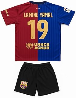 Lamine Yamal Barcelona #19 - Camiseta de fútbol para niños, camiseta de fútbol para niños, camiseta deportiva para niños, camiseta de entrenamiento de fútbol, para niños con juegos de fútbol (4-13
