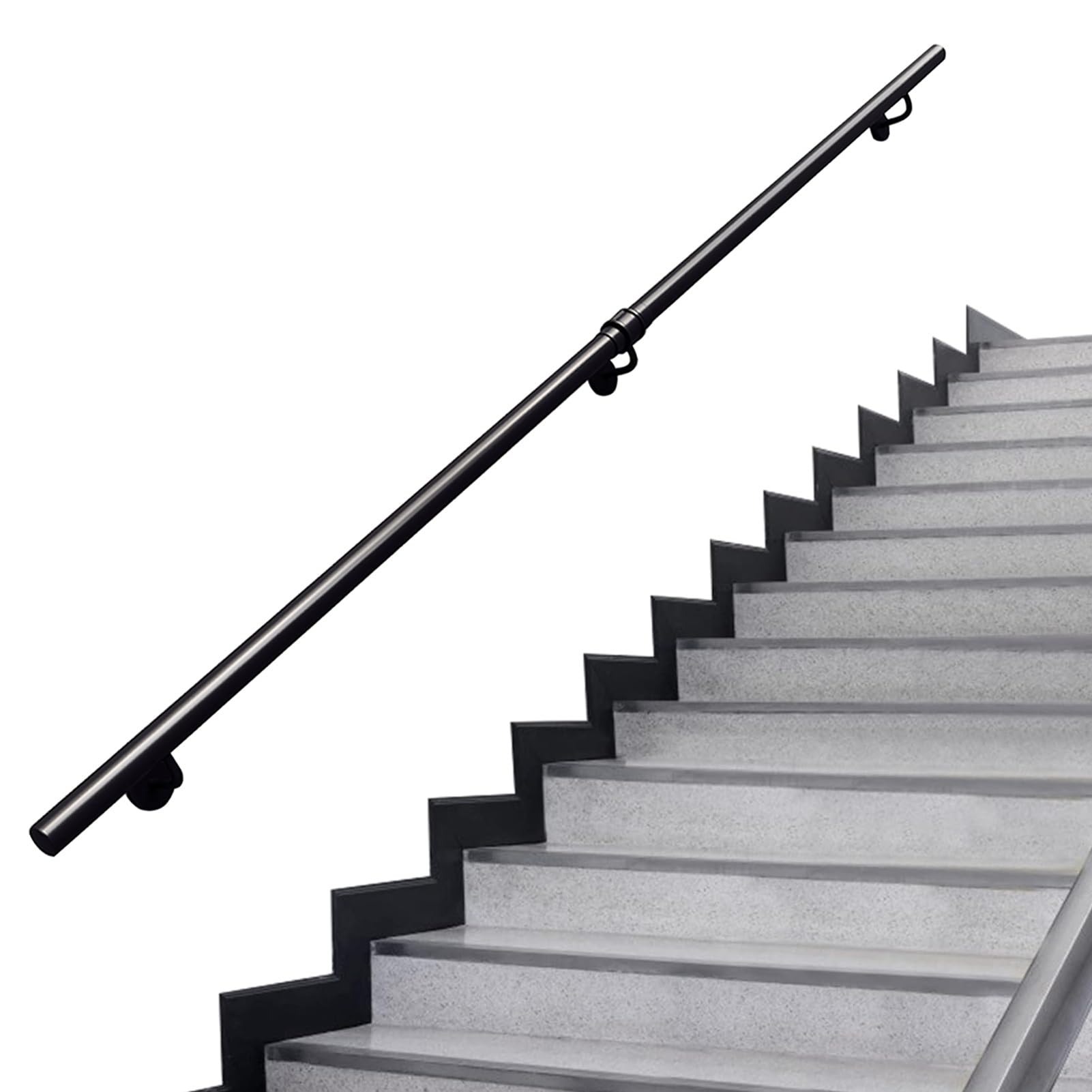 Gyeqxkt Heavy Duty Galvanized Metal Hand Railings For Stairs 1Ft20ft Adjustable Safety Stair Banister Wall Support Indoor/Outdoor Railing Kit (14Ft/420Cm)