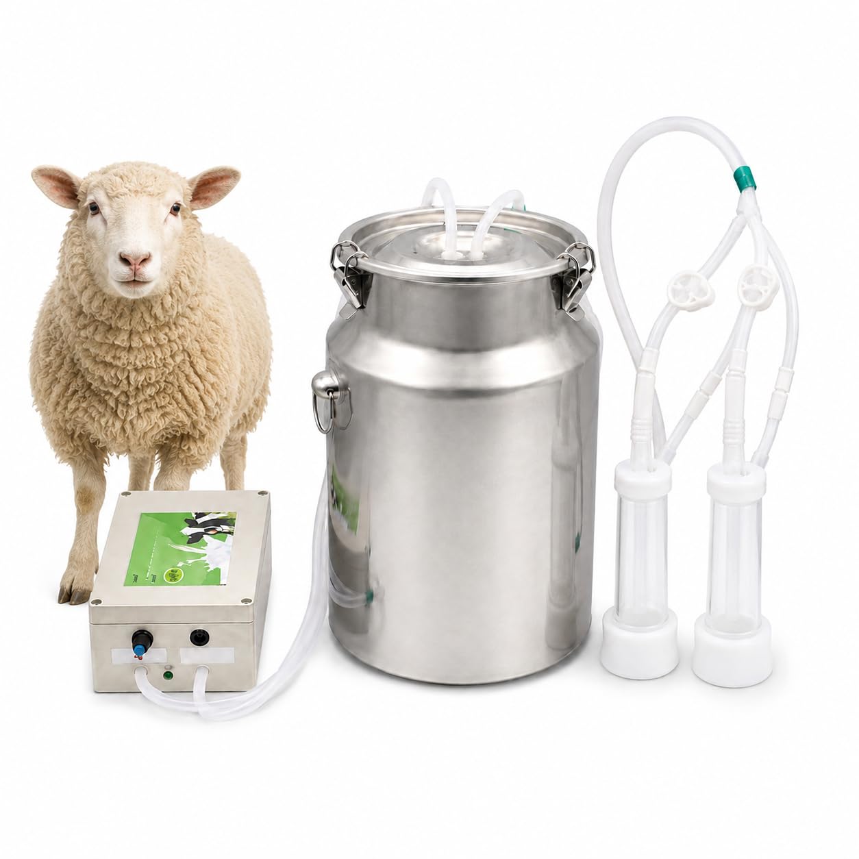 Mungitrice Ricaricabile 5L/10L per Mucche e Pecore 10L-Sheep | Doppia Alimentazione, Secchio Inox, Coppette Rimovibili e Spazzole di Pulizia per Facile Manutenzione