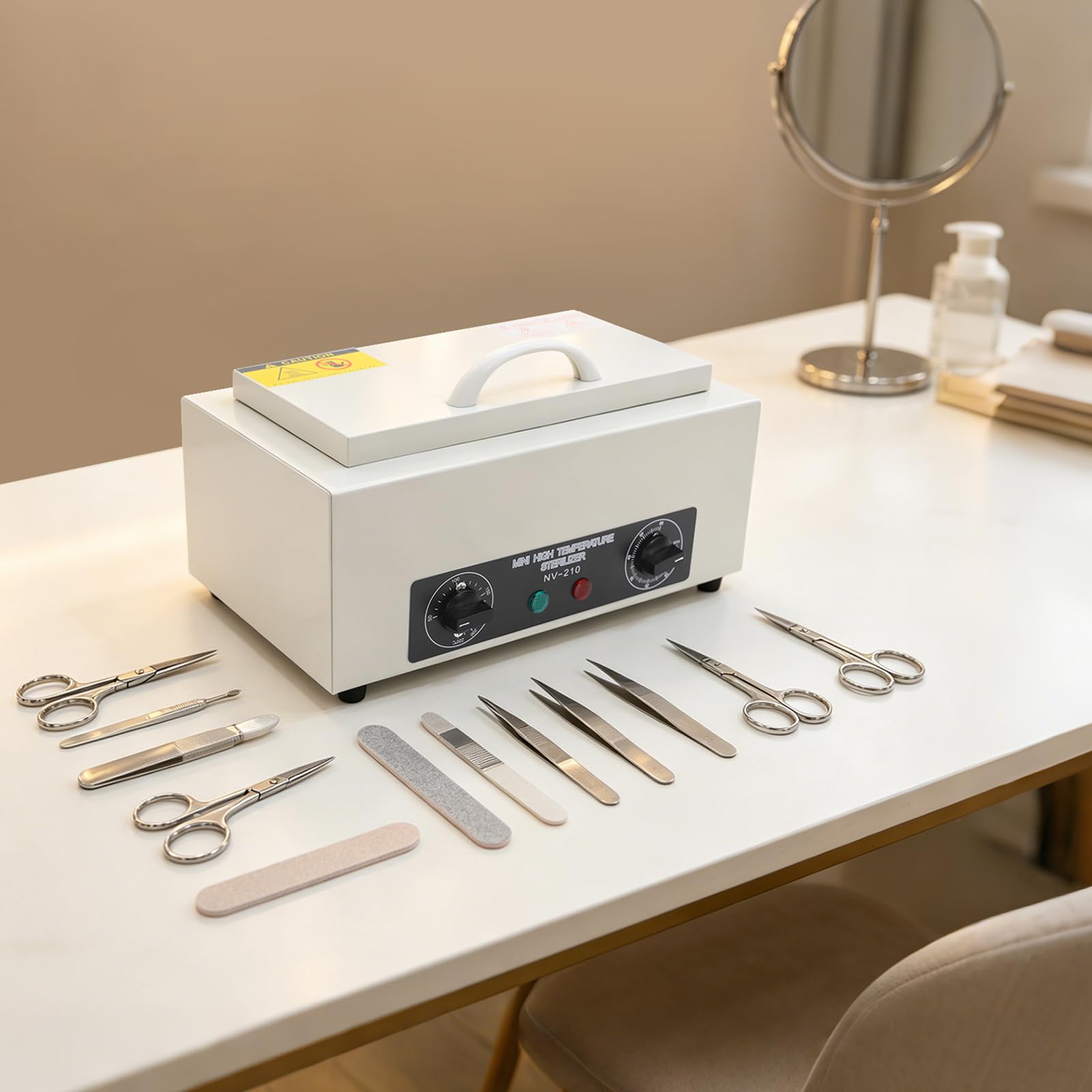 Stérilisateur à haute température, 300 W, 2 l, stérilisateur à air chaud, réglage de la température de 220 °C, stérilisateur à chaleur sèche avec minuterie de 0 à 60 minutes pour une utilisation à la