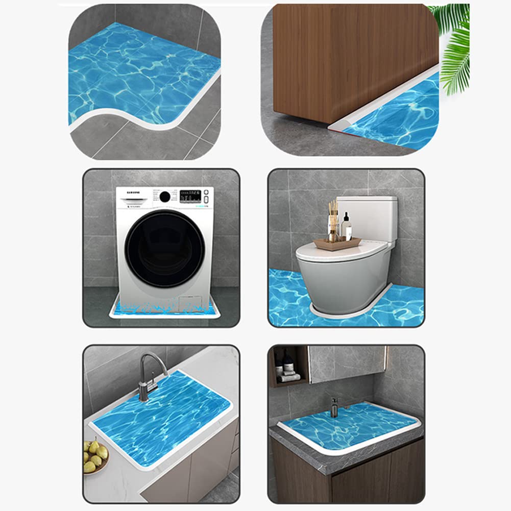 Striscia di barriera per doccia in silicone a forma di L, 3 cm di altezza, 1 m, guarnizione per pavimento di bagno e piatto doccia, impermeabile, per la massima protezione e facile installazione