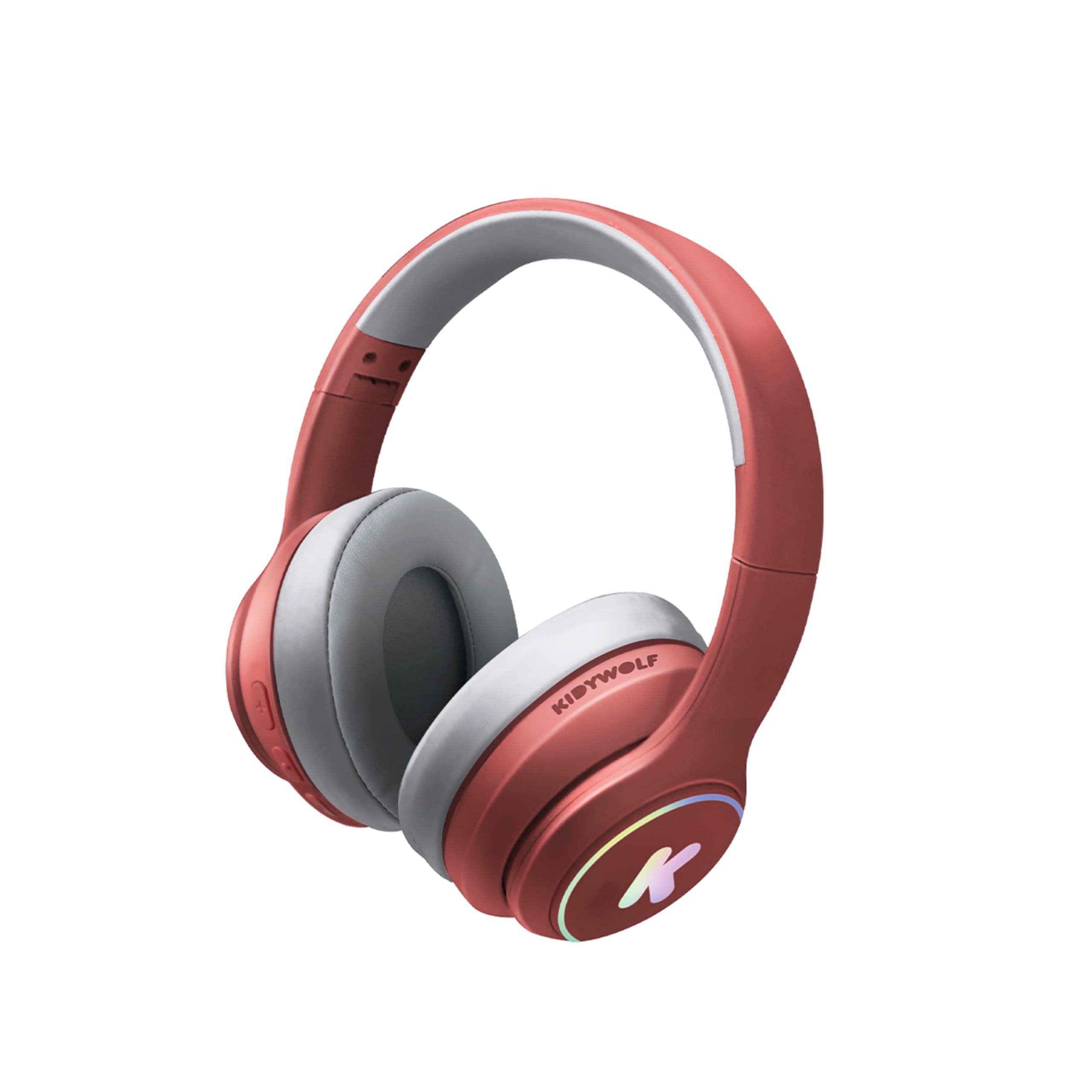 KIDYWOLF - K-​Ears Rouge - Casque Audio Ado Bluetooth & Filaire - LED Lumineuses - Volume Limité 85dB Optionnel - Dès 8 Ans