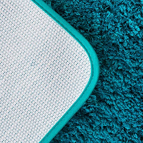 MIULEE Bath Mat Non Slip Absorbent Bathroom Soft luxurious Shower Small Mat Doormat Inside Rugs Kitchen Rugs Carpet Mat Washable for Bathroom Bedroom Kitchen Entrance 45x120 cm Blue Green - Image 3