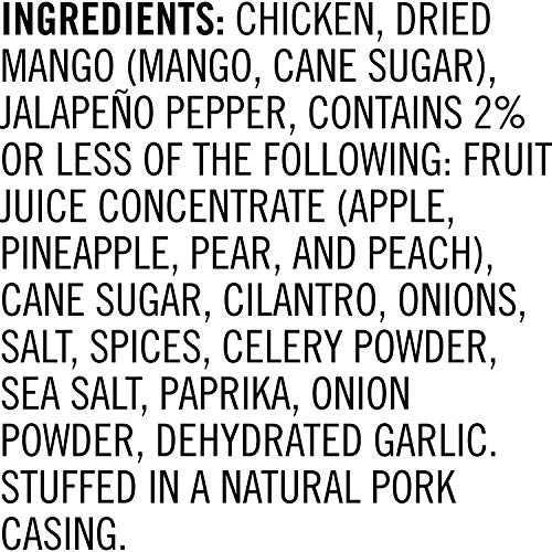 Aidells Smoked Chicken Sausage, Spicy Mango with Jalapeno, 12 oz (4 pack)