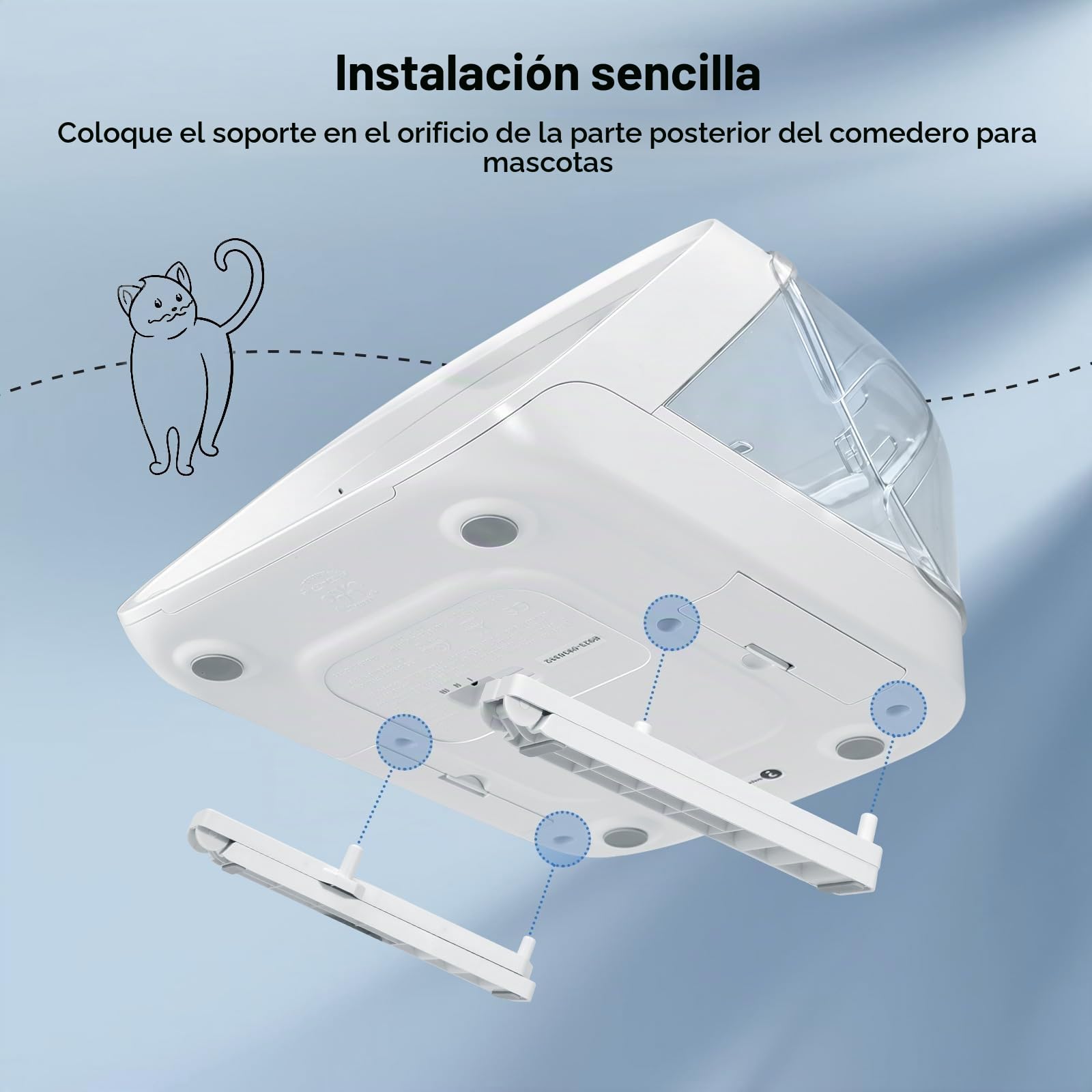 Soporte Ajustable para Microchip Comedero para Mascotas, Soporte elevado para comedero de gatos, 0, 15, 20 Ajuste de grado, Más fácil para los gatos alcanzar la comida