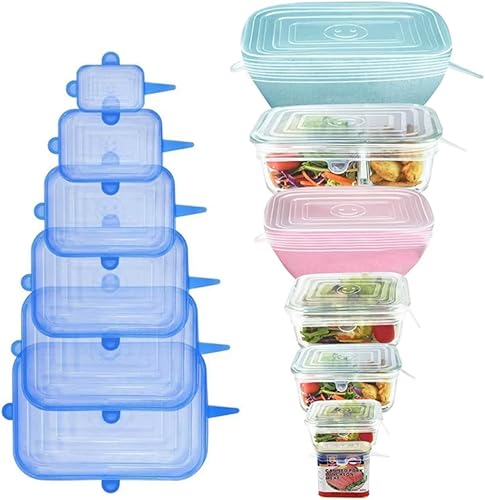 Miniatura 2 de Tapas elásticas de silicona reutilizables, 12 tapas de silicona, 6 tamaños diferentes, fundas de silicona sin BPA reutilizables para tazas, cuencos