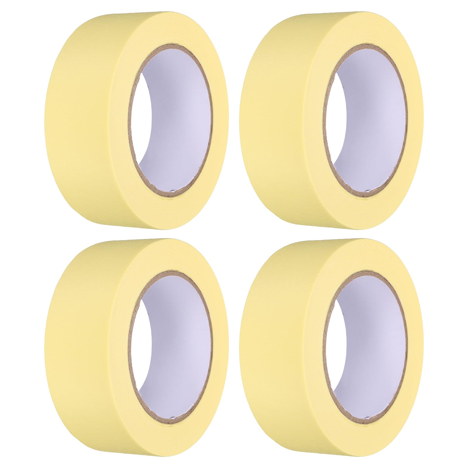 sourcing map 4pcs 45mm x 50 m Colored Masking Tape Universal Crepe Paper Colorful Masking Painter Tape for Art Drawing DIY Handcraft Labeling Sealing, Yellow