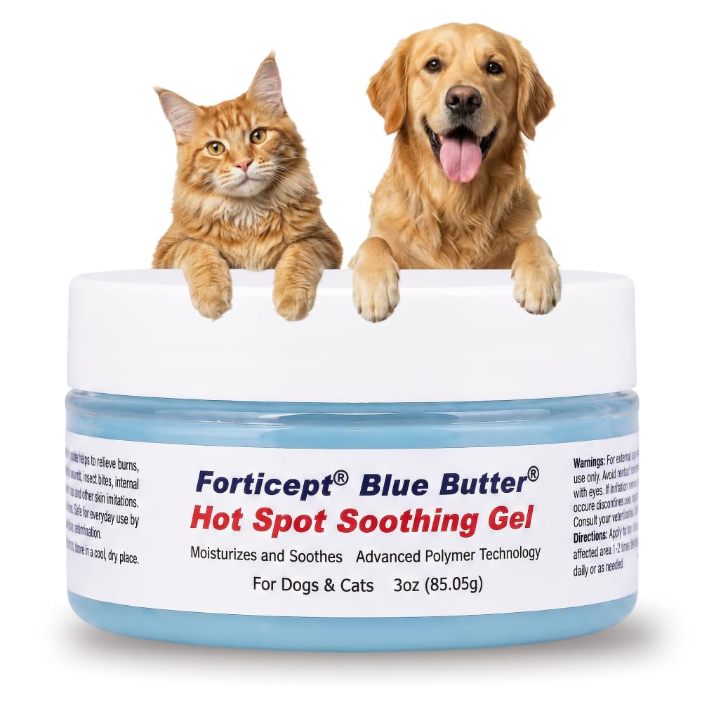 Forticept Dog Wound Care Blue Butter Gel, Hot Spot Treatment for Dogs, Itch Relief, Moisturizing, Prevents Infection, Scratches &amp; Skin Ulcers, Cracked Paw Pads Gel, 3 Ounces (3 OZ)