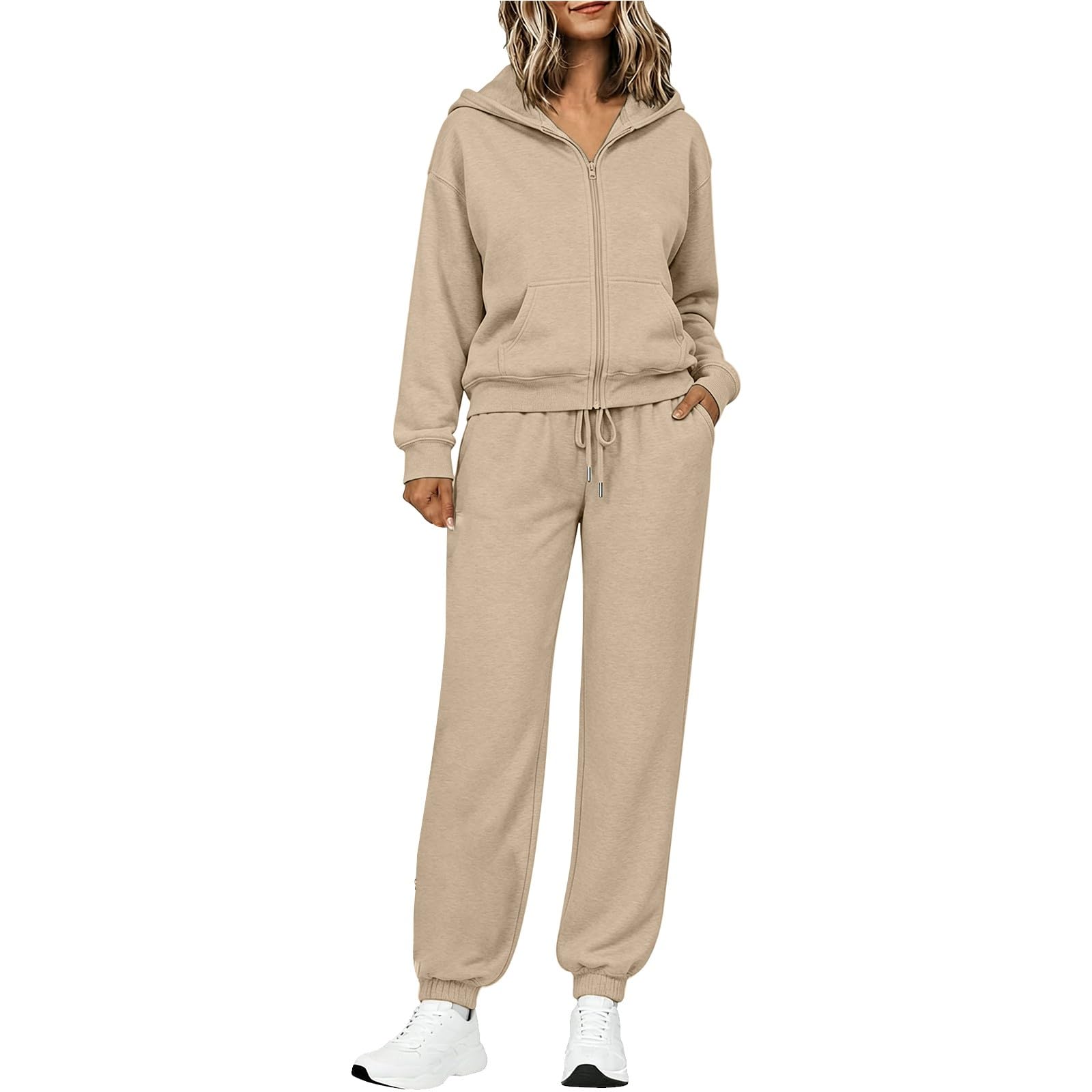 Tuta Donna Sportiva Invernale Felpa con Zip e Cappuccio Pantaloni