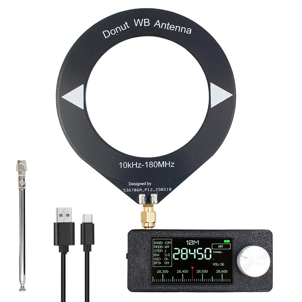 ATS Mini V4, Si4732 Mini Radio, ESP32-S3-Steuerung, ATS MiniPortable WorldRadio mit 800 Mah Akku, Radio Klein Batterie mit 1,9" IPS Farbdisplay und Tragbare Teleskopantenne for AM/FM/LSB/USB