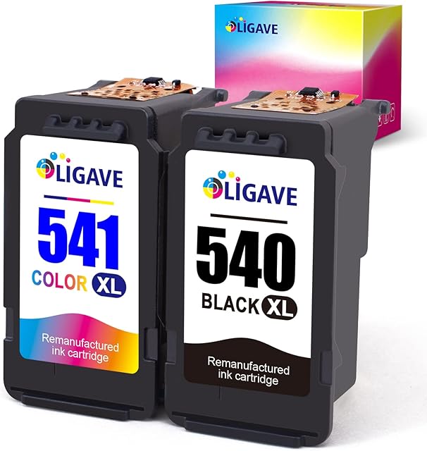OLIGAVE pg-540 cl-541 540 541 Ink Cartridge Printer Ink 540 541 Replacement for Canon 540 and 541 Ink Cartridges Canon 540xl 541xl for Canon Pixma MG3650 MG2100 TS5150 (1 Black, 1 Colour)
