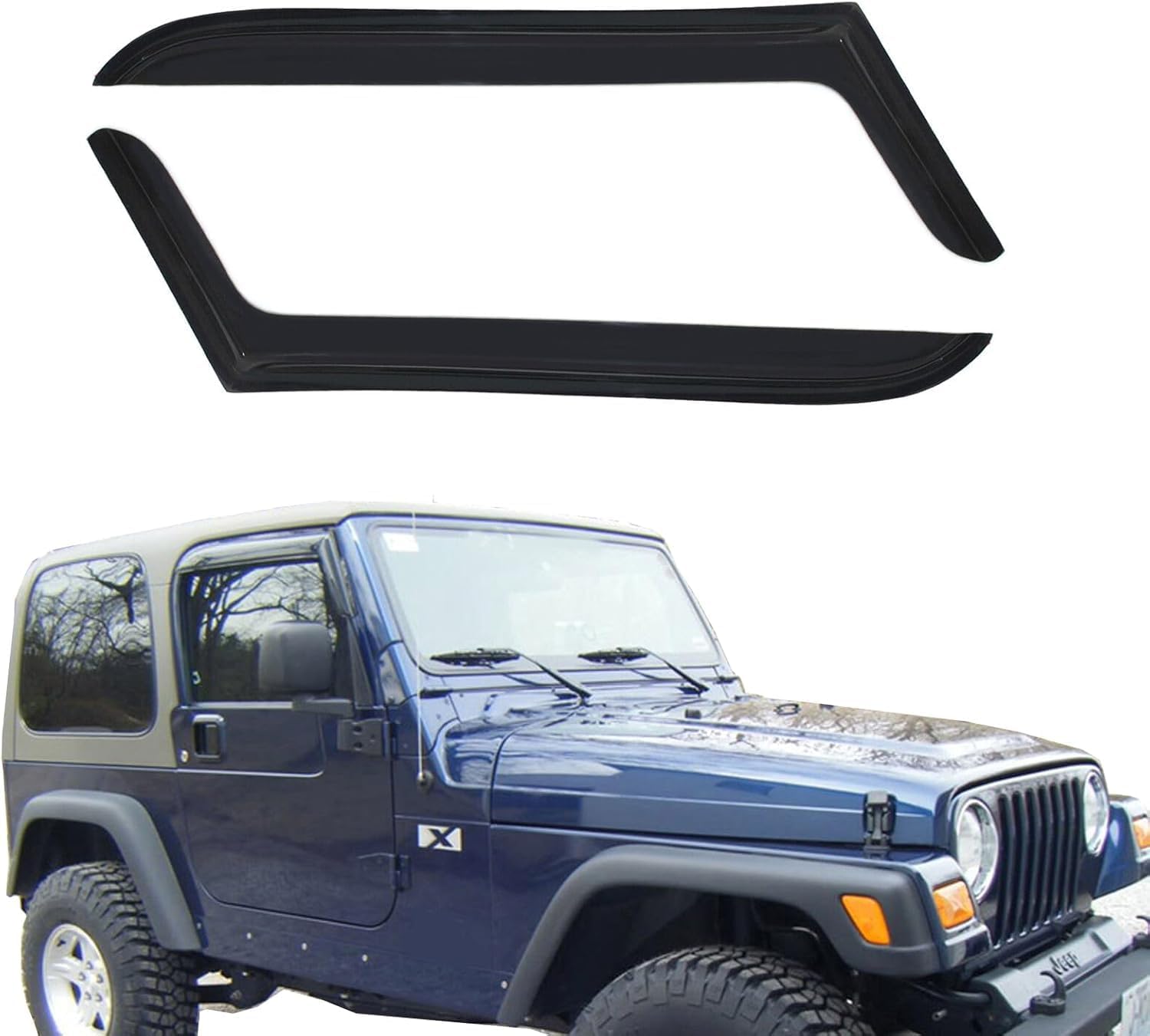 Original 2pcs Rain Guards Set, Outside Mount Window Deflectors, Good Looking Side Window Visors Compatible with 1997-2006 Jeep TJ 1997-2006 Jeep Wrangler |92054|
