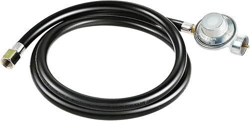 Regulador de propano de baja presión de 1 libra con manguera de extensión de 5 pies, tuerca hembra de 3/8 pulgadas para la mayoría de parrillas de