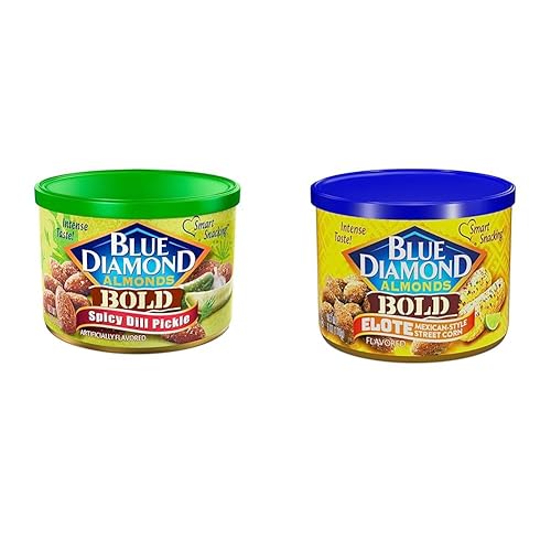 Blue Diamond Almonds Spicy Dill Pickle and BOLD Elote Mexican Street Corn Flavored Snack Nuts, latas de 6 onzas