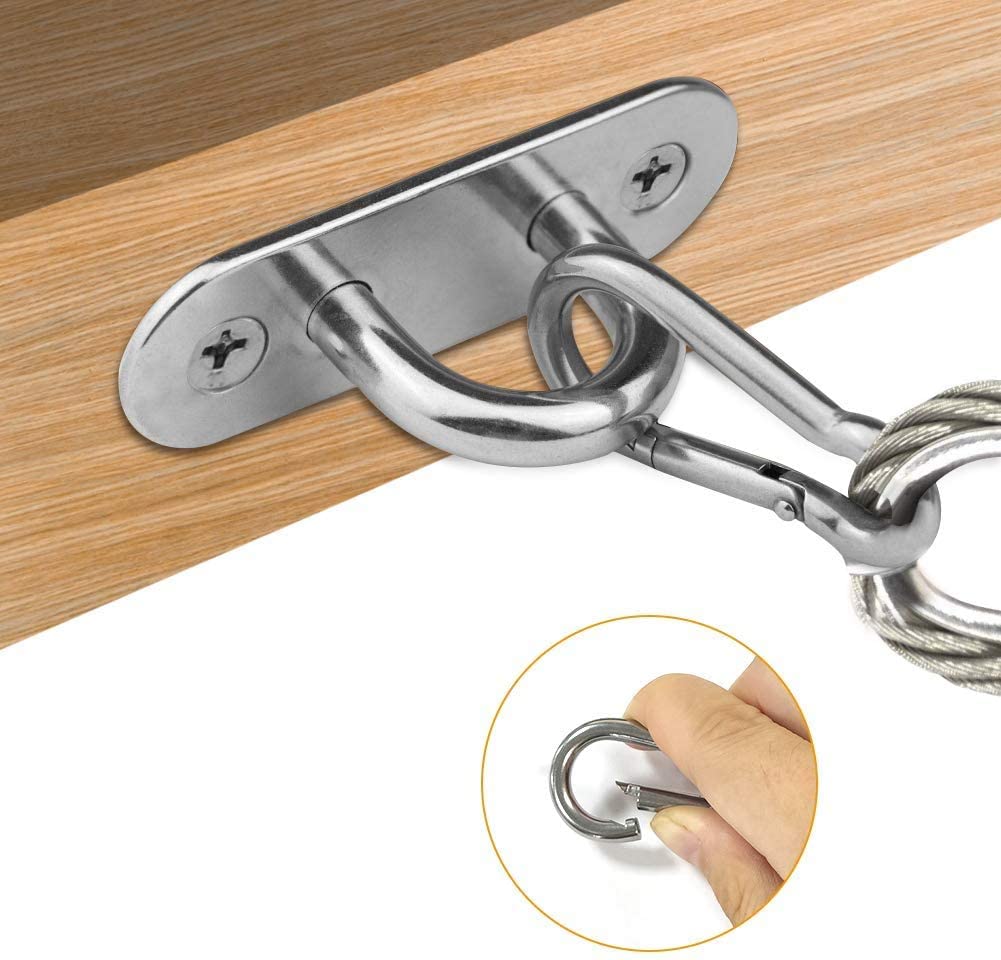 Stainless Steel Hooks - Pad Eye Plates & Snap Hooks (8 Pack) -2 Stainless Steel Hooks - Pad Eye Plates & Snap Hooks (8 Pack) -2