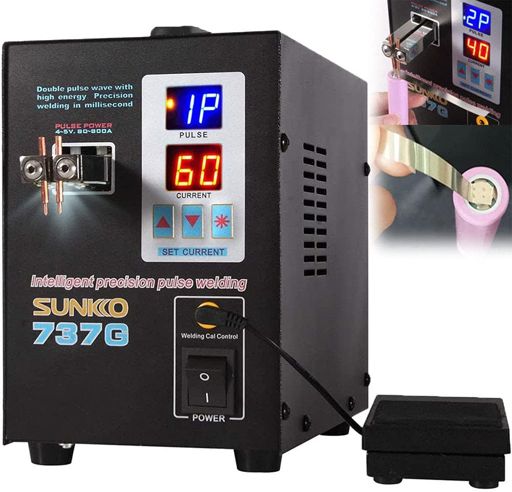 KLUFO 737G Battery Welding Machine, 0.15mm Pulse Spot Welder,110V Battery Spot Welder and Soldering Station Portable Pulse Welding Machine for Battery Pack 18650 14500 Lithium Batteries