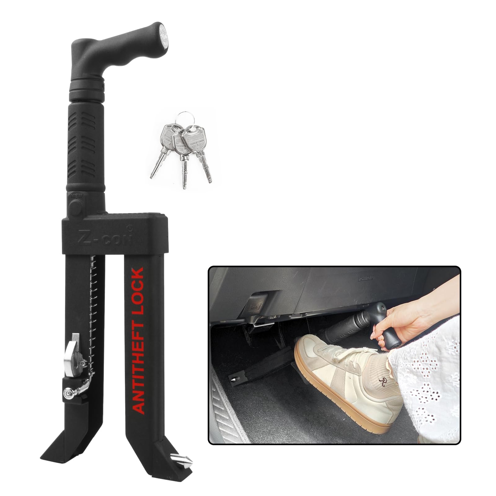 Brake Pedal Lock, Car Anti Theft Car Device Brake Clutch Lock, Heavy-Duty Stainless Car Locks Security Protection, Anti-Theft Prevention Device with