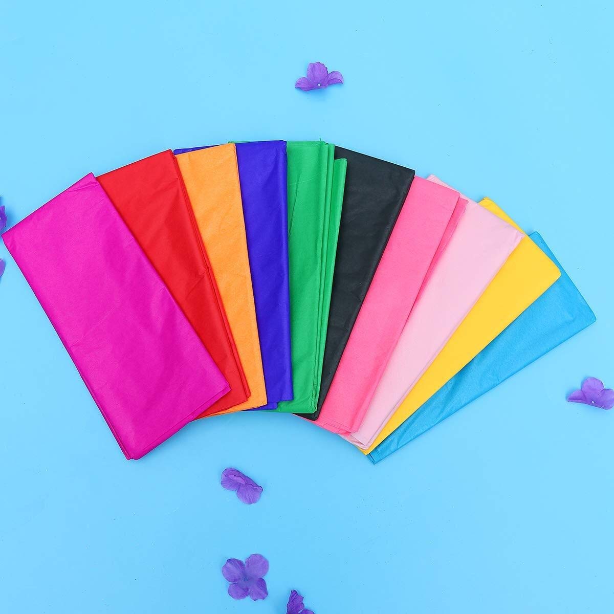 100 Fogli Di Carta Velina Colorata 50x70 Cm – 10 Colori Vivaci Per Regali, Arte E Artigianato
