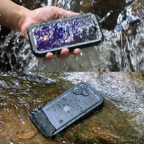 SPORTLINK iPhone 16 用 防水ケース - iPhone 16 用 ケース 完全防水 - IP68規格防水等級 防雪 防塵 耐衝撃 360°全面保護 ワイヤレス充電 フェイスID 認証対応 カメラ調整ボタン 操作便利 超薄型 ストラップ付き 雨の日 アイホン 16 防水ケース お風呂 6.1インチ 適用 (ブラック）