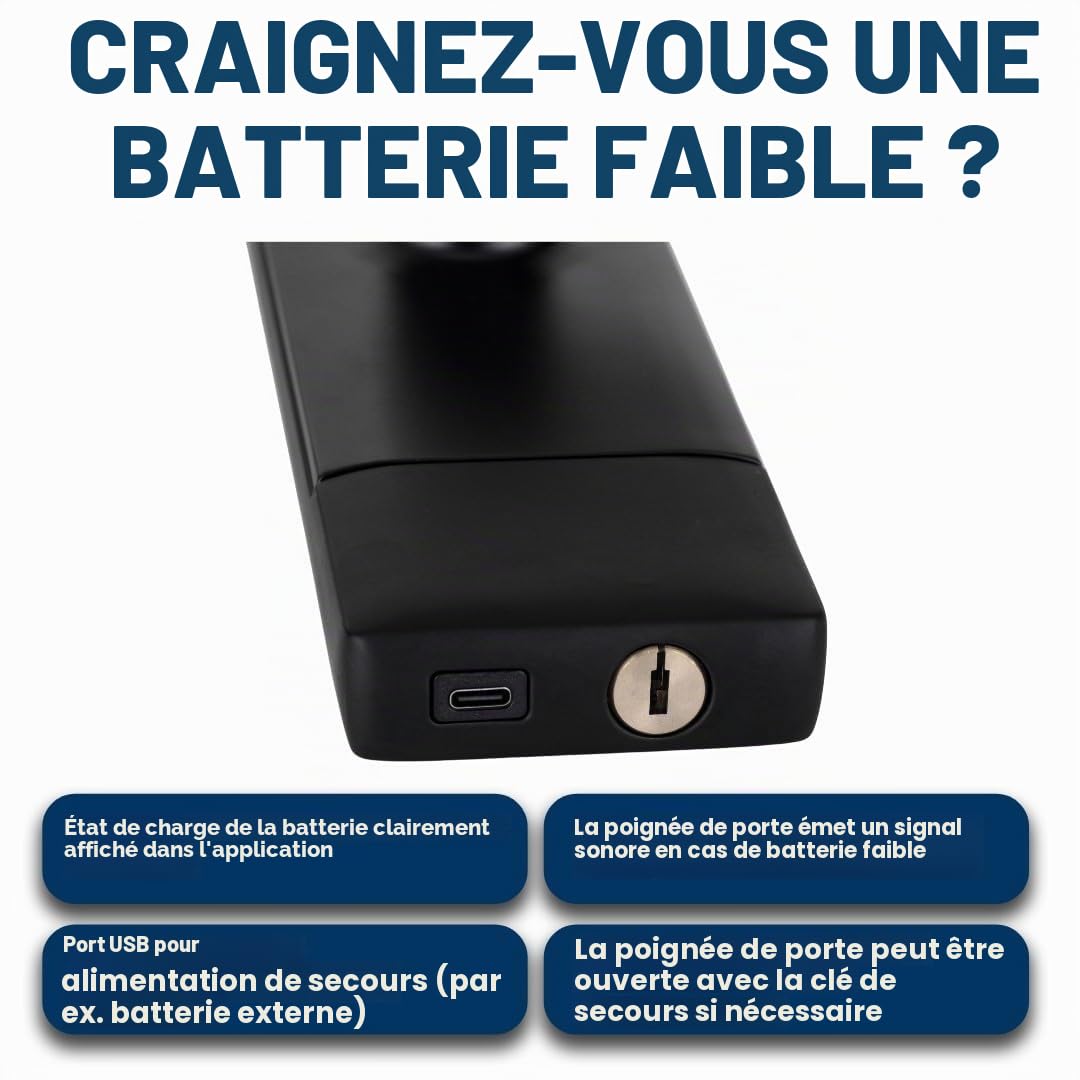 Serrure de porte intelligente TTlock avec poignée – Accès sans clé par code, empreinte ou mobile – Verrou électronique pour porte en bois, aluminium ou portail extérieur