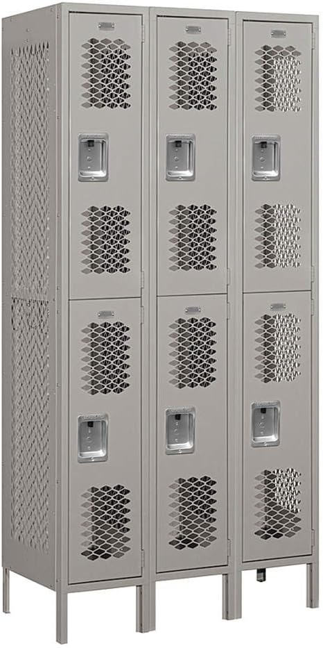 Salsbury Industries 72368GY-U Double Tier 36-Inch Wide 6-Feet High 18-Inch Deep Unassembled Vented Metal Locker, Gray