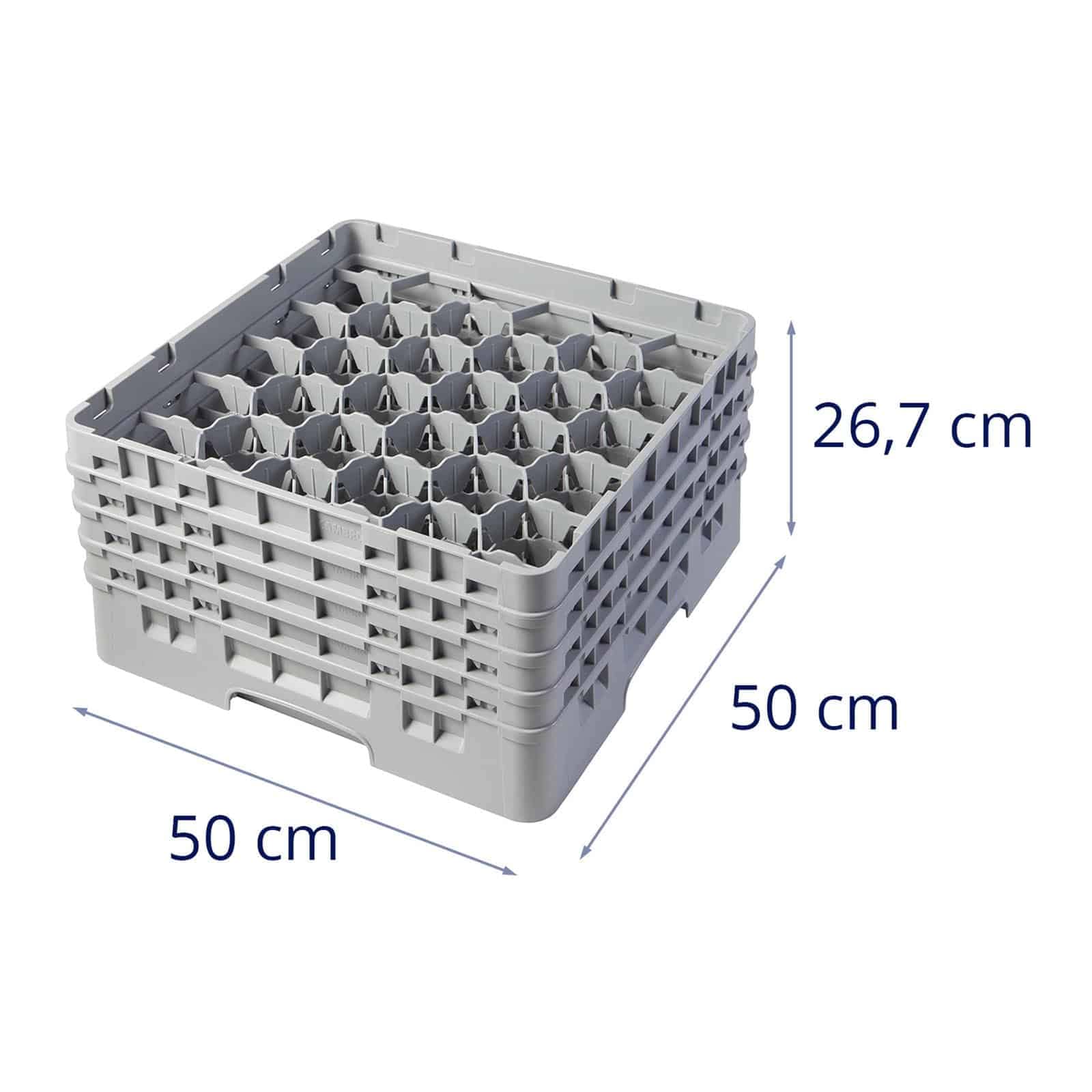 Cambro 30S800 Camrack Polypropylen Körbe für Stiel und Bechergläser mit 30 Fächern, 1/1 Grösse, Grau, 7.94cm Durchmesser, 21.5cm Maximale Höhe, 2 Stück
