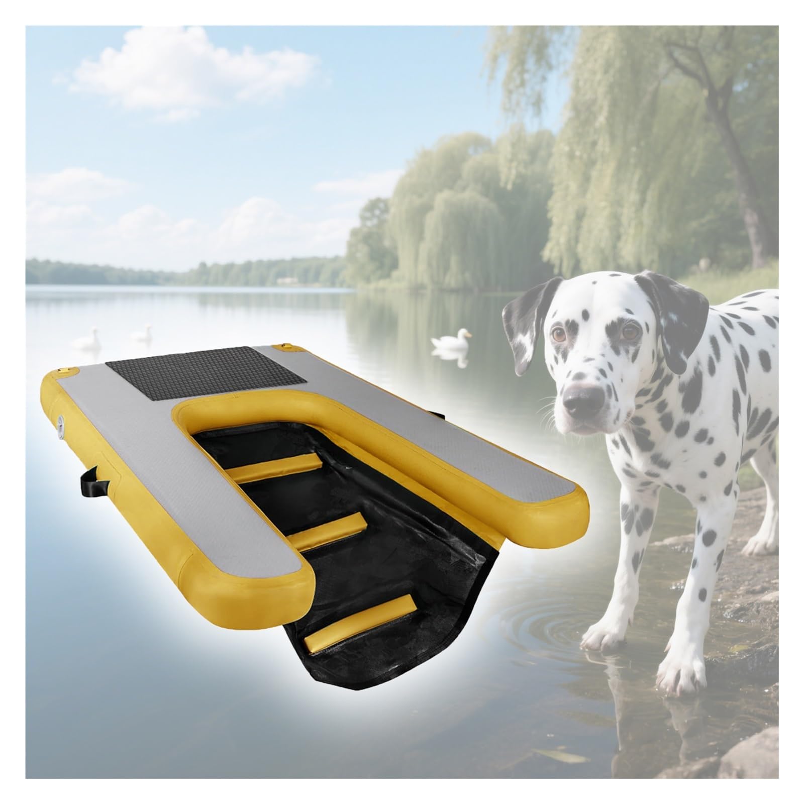 Hunderampe Aufblasbare Hunde Aufblasbare Wasserrampe Für Große Hunde, Hundebootleiter Für Kleine/mittelgroße/große Hunde, Tragbare Hundepoolplattform Für Hunde, Welpendocks, Wasserplanken, Eingebaute