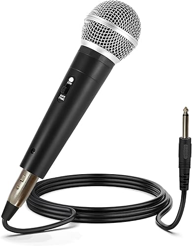 TUMAN Pro Micrófono con cable, micrófono de karaoke, micrófono de mano para cantar, micrófono vocal dinámico cardioide con cable XLR de 16.5 pies
