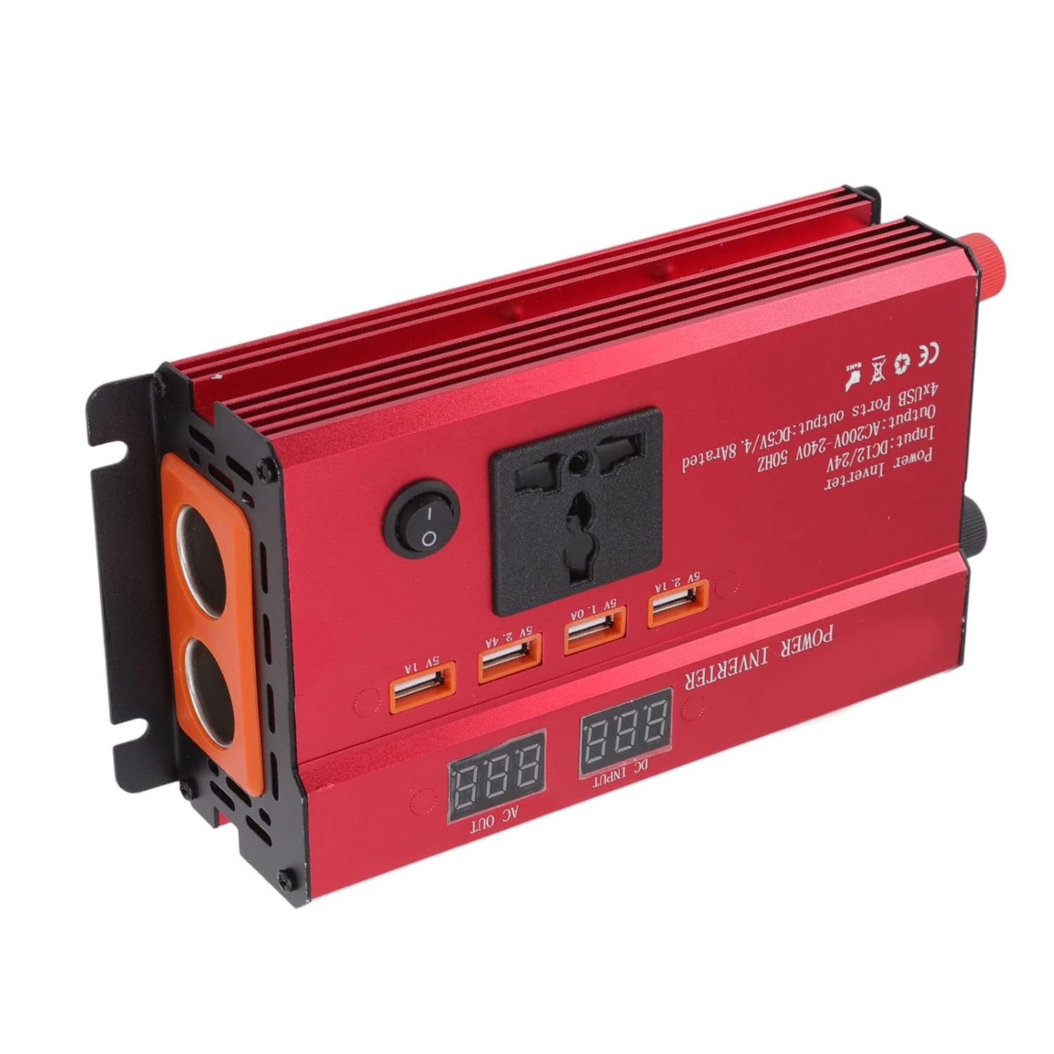 Car Outlet Adapter, Easy Operation 4 USB Ports 1 AC Power Socket Car