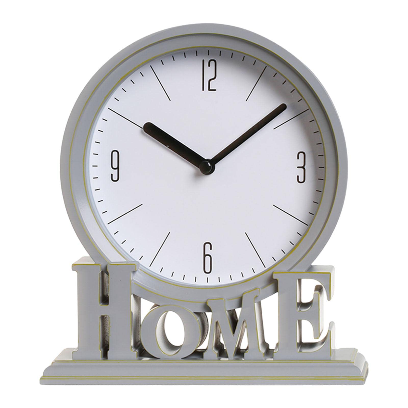 MagiDeal Reloj de Escritorio Decorativo para el hogar Estante silencioso Oficina Mantel Sin tictac Chimenea Relojes de Mesa para Adorno Dormitorio, Gris