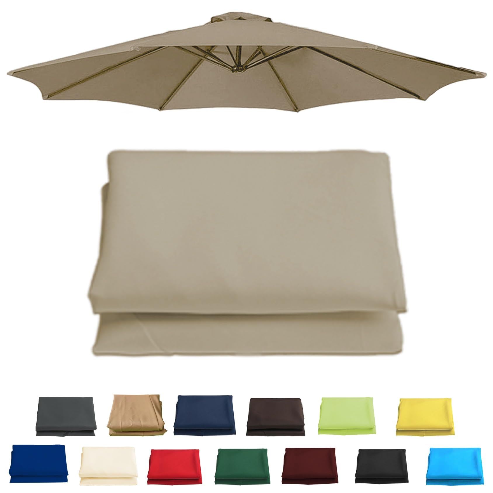 6 Arms 270cm Replacement Parasol Canopy Cover, Sun Umbrella Replacement Cloth For 6 Arms 200cm(6.5ft), 6 Arms 300cm(9.8ft), 8 Arms 270cm(8.8ft), 8 Arms 3.0m(9.8ft), Garden Patio Umbrella Fabric Canopy