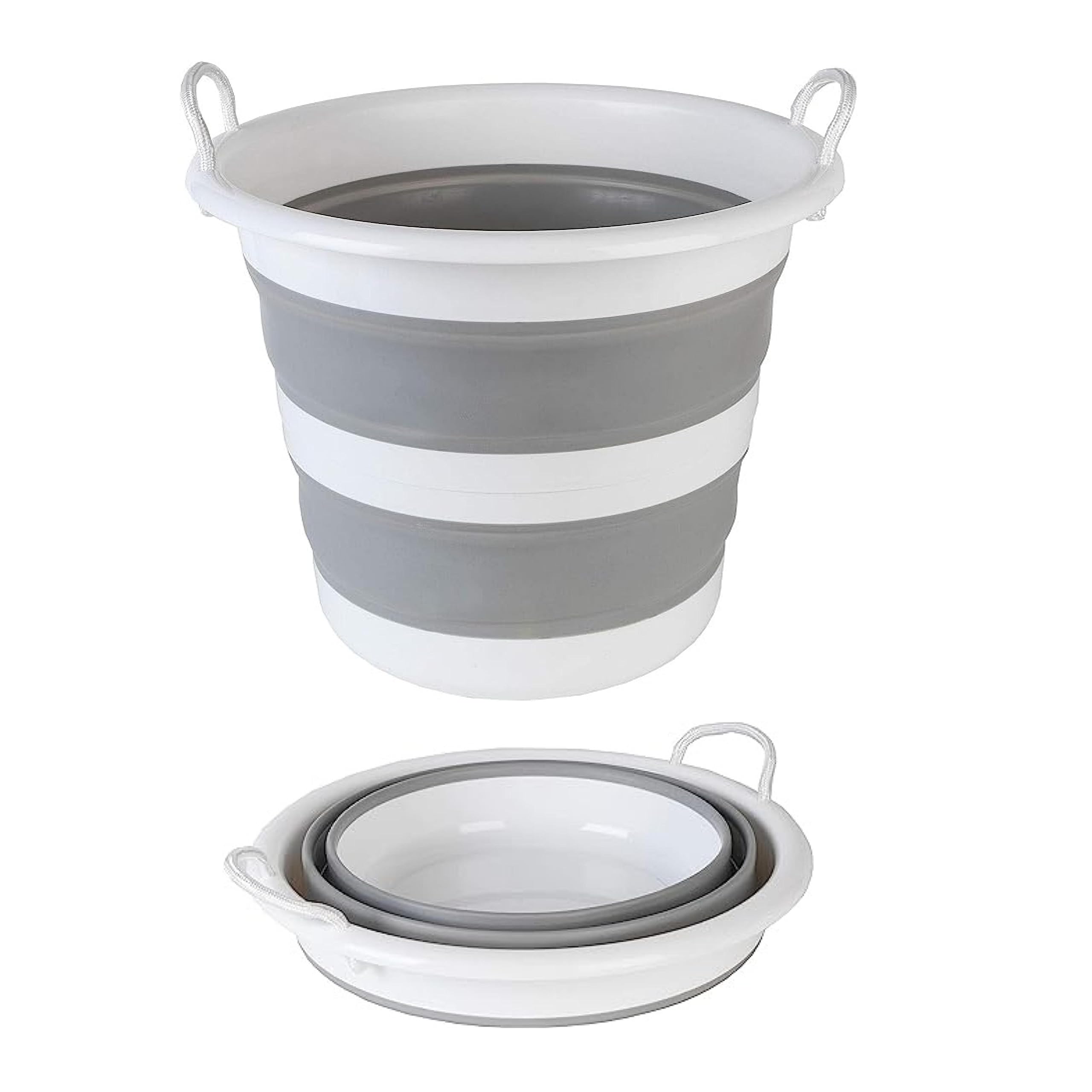 Homeshopa Collapsible Storage Bucket, Foldable Round Compact Storage Tub with Carry Handle, Portable Space Saving Large Water Pail for Camping/Caravans/Motorhomes, Indoor/Outdoor Use, 30L - Grey