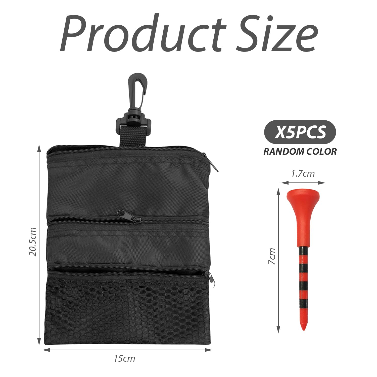 1 Golftasche, 5 Golfspikes, Golf-Aufbewahrungstasche, kleine Tasche mit Clip, Tragetasche mit Mehreren Taschen, Golf-Tee-Tasche, Tee-Aufbewahrungstasche