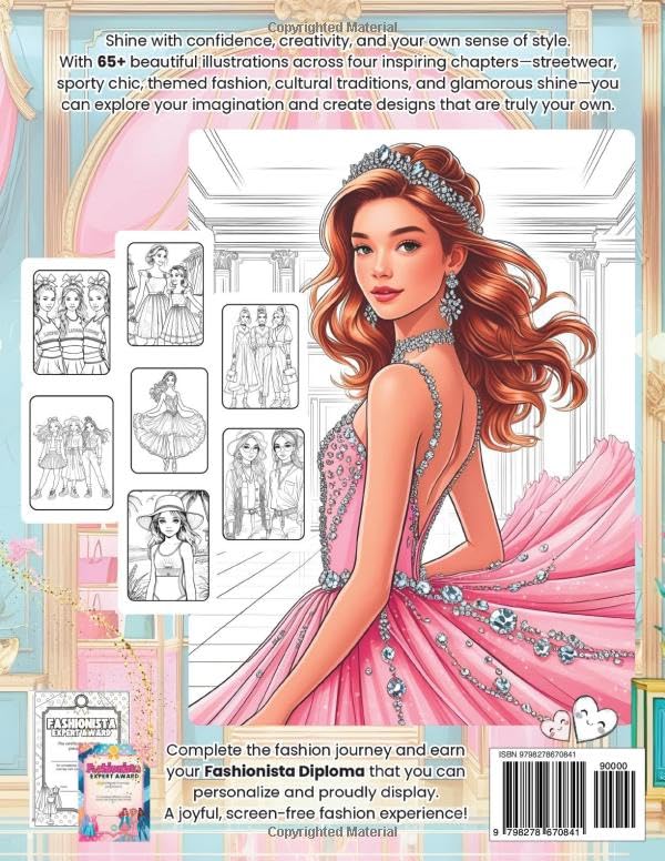 Trendy Girls Fashion Coloring Book: Stylish Outfits & Creative Designs for Tween Girls Ages 8–12 image 3