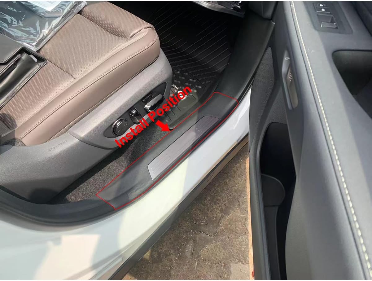 Beautost Fit for Toyota Grand Highlander/Lexus TX TX350/500h/550h+ 2024 2025 2026 Inside Door Sill Scuff Plate Guard Cover Trim Stainless Steel (Carbon Fiber Black)