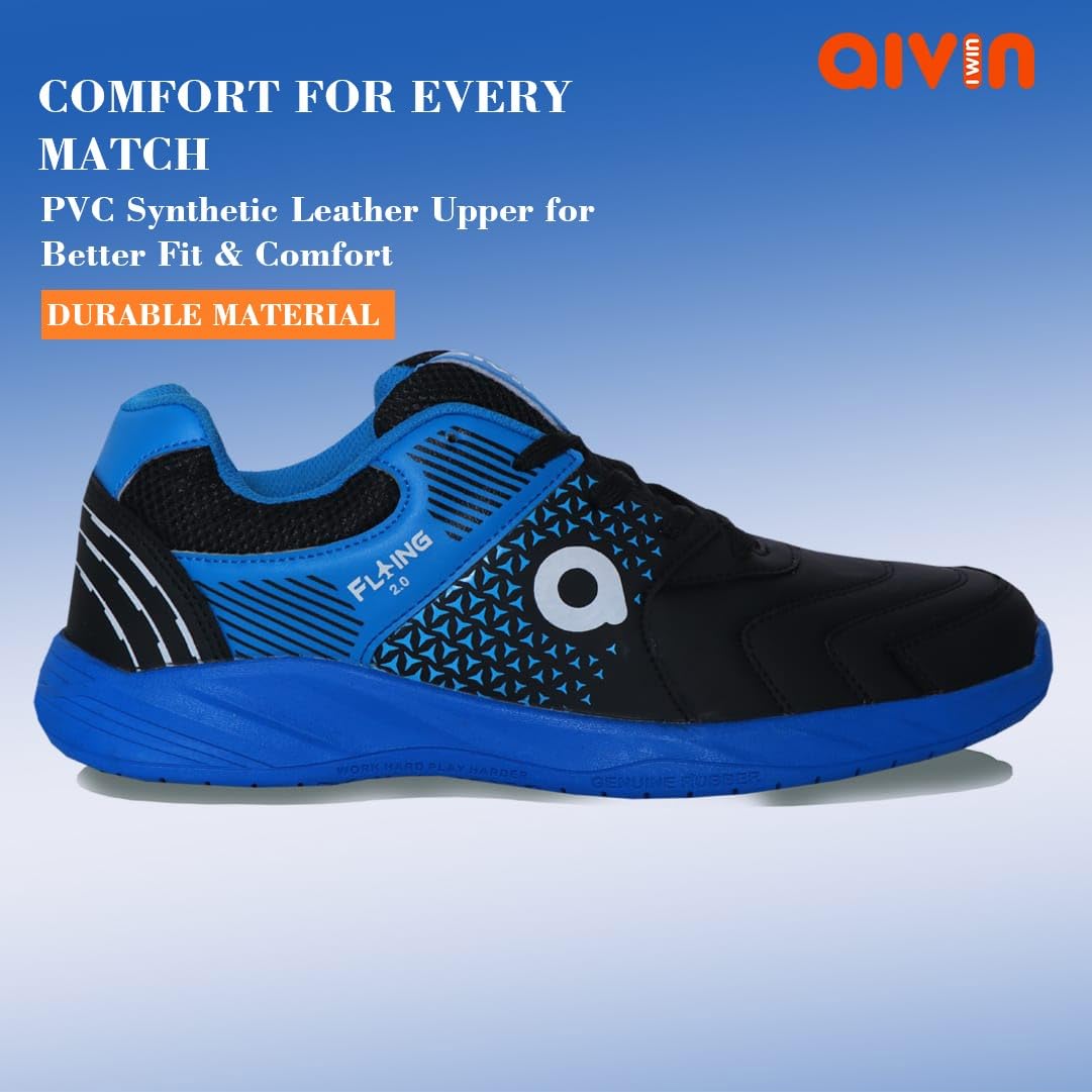 AIVIN Flying 2.0 Badminton Shoes (Non Marking) All Court Shoes | Also Perfect for Squash, Table Tennis, Volleyball, Basketball & Indoor Sports | Lightweight & Durable | Men's Sports Shoes (BLUE, UK Footwear Size System, Adult, Men, Numeric, Medium, 4) 3