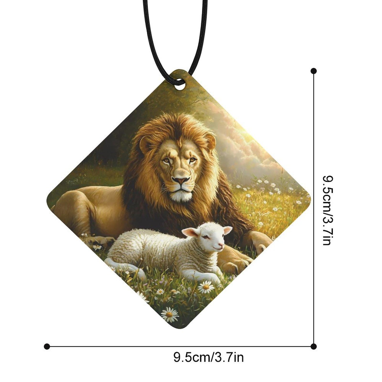 Liones And Sheep Car Air Freshener Hanging Aromatherapy Tablets for Car Accessories Rhombus