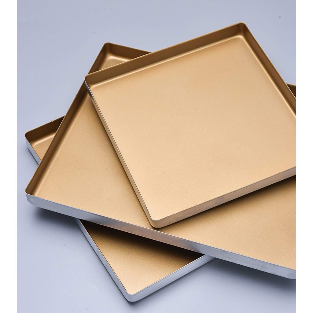 Kwadratowa Metalowa Blacha Do Pieczenia, Profesjonalna Blacha Do Pieczenia Pizzy, Blacha Do Pieczenia Ciastek Z Powłoką Zapobiegającą Przywieraniu, Złoty Aluminiowy Pojemnik Na Ciasto Do Pizzy