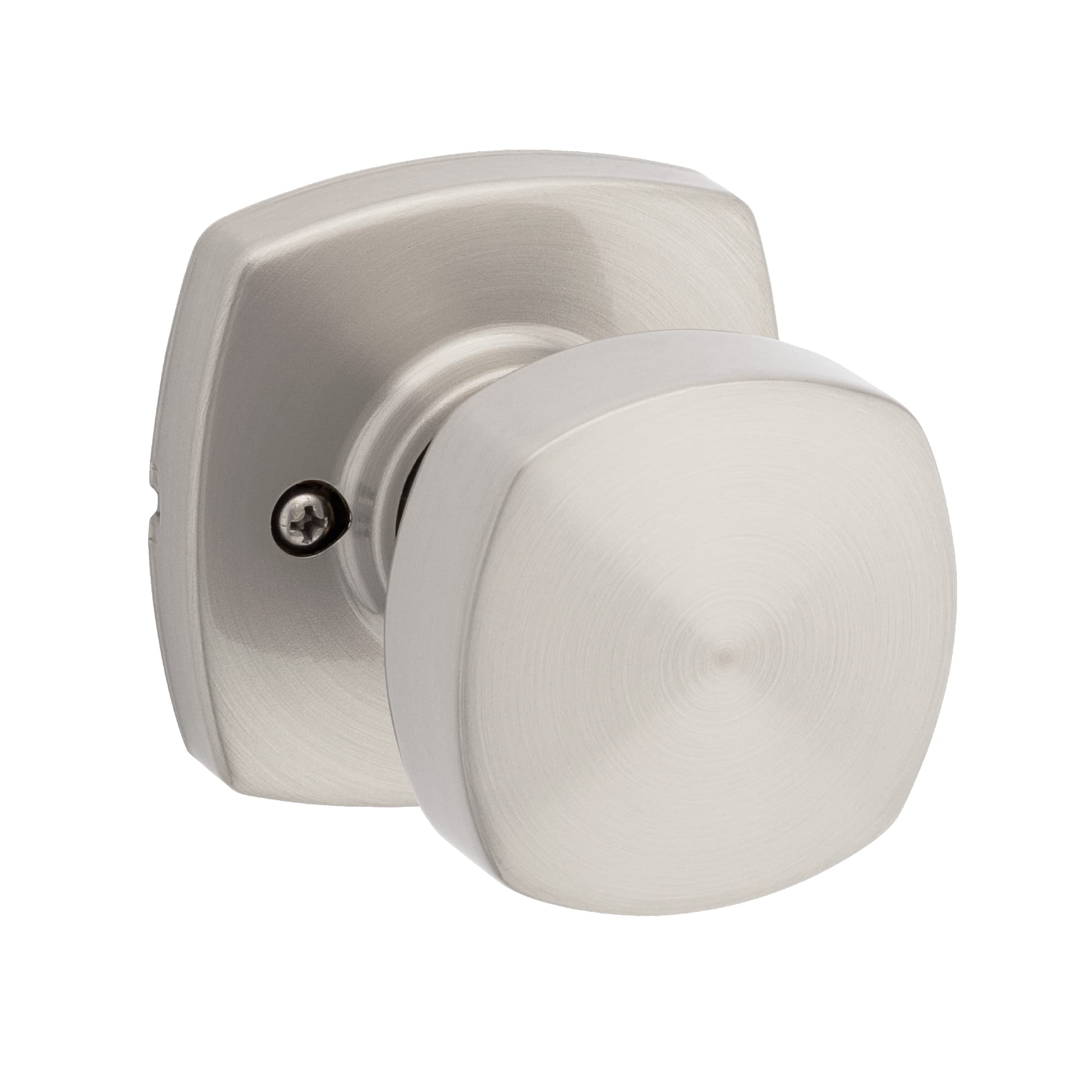 Kwikset Arroyo Knob Dummy Door Knob, Single Sided Handle for Closets, French Double Doors, and Pantry, Satin Nickel Non-Turning Interior Push/Pull Door Knob, with Microban Protection