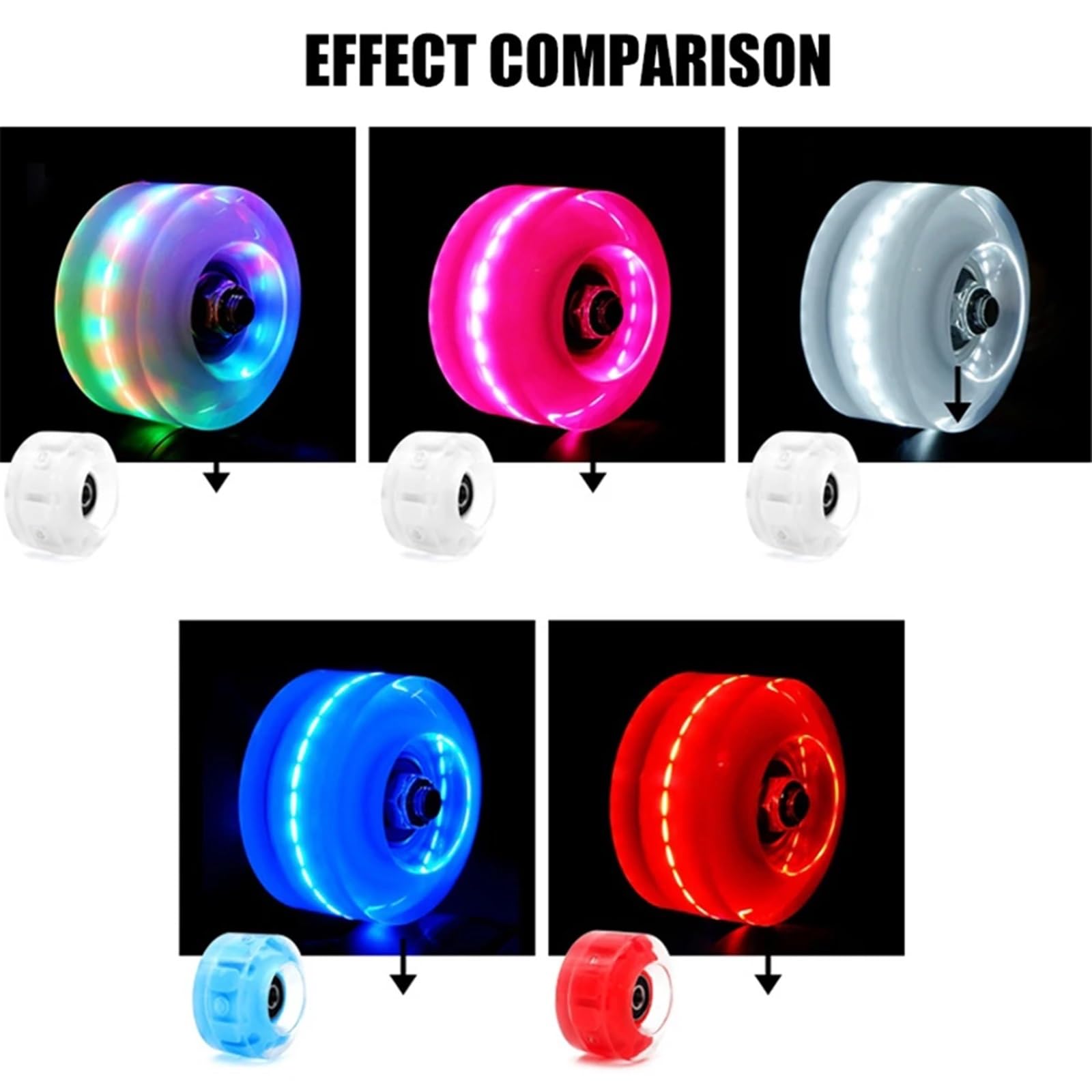 Roues pour Patinage 1PC82A 54x32mm roues clignotantes Quad patins à roulettes roues légères ajustement route coulissante patinoire intérieur extérieur accessoires pour Patins à Roues(Mix color