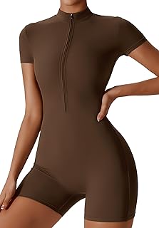 Maeau Women Yoga Jumpsuits Shorts Sports Romper Zip Up Workout Unitard Slim Playsuit Gym Activewear Bodycon Bodysuit S-XL