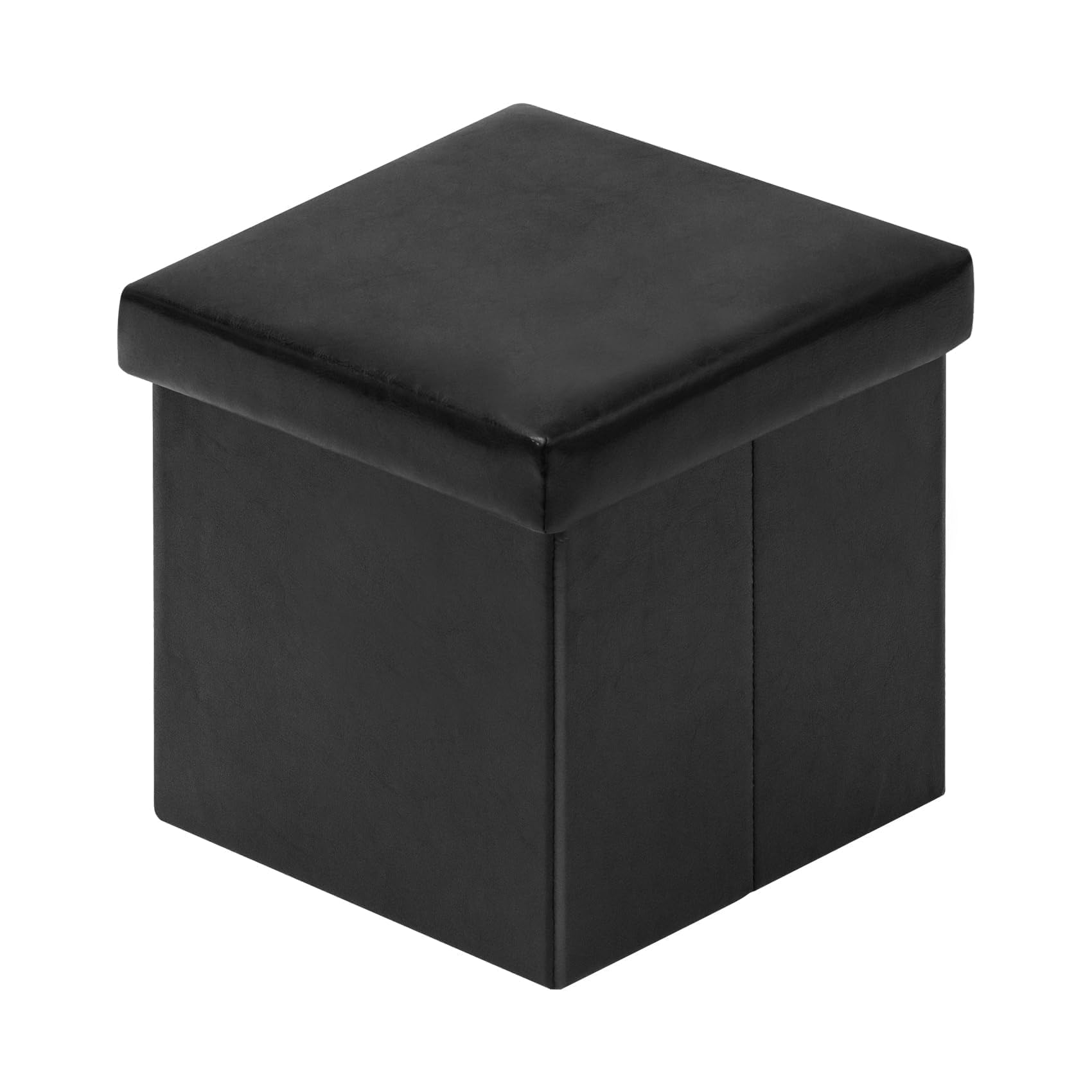 Bonlife Black Foldable Storage Ottoman,Toy Chest Boxes for Kids,Folding Faux Leather Footstools Small Seat 30x30x30cm (belike 11.8")The Forest Stewardship Council