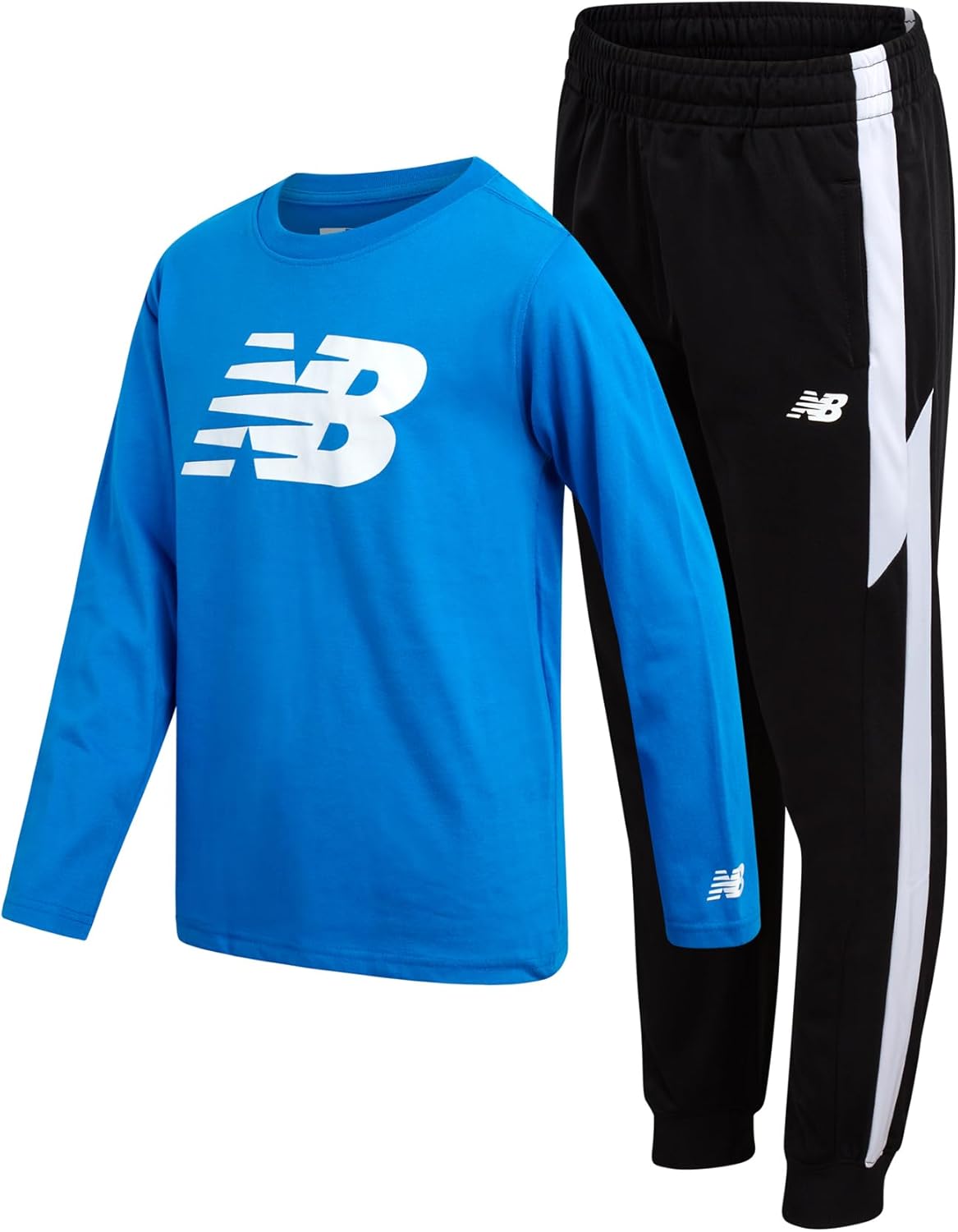 New Balance Boys Jogger Set - 2 Piece Athletic Jersey Graphic Long Sleeve Shirt and Tricot Jogger Sweatpants for Boys (8-16)
