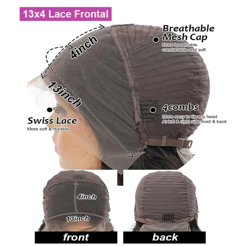 13x4 HD Lace Front Bob perruques cheveux humains gris sans colle perruque for les femmes gris argent couleur pré plumé délié naturel 200 densité Extensions de cheveux(16 inch)