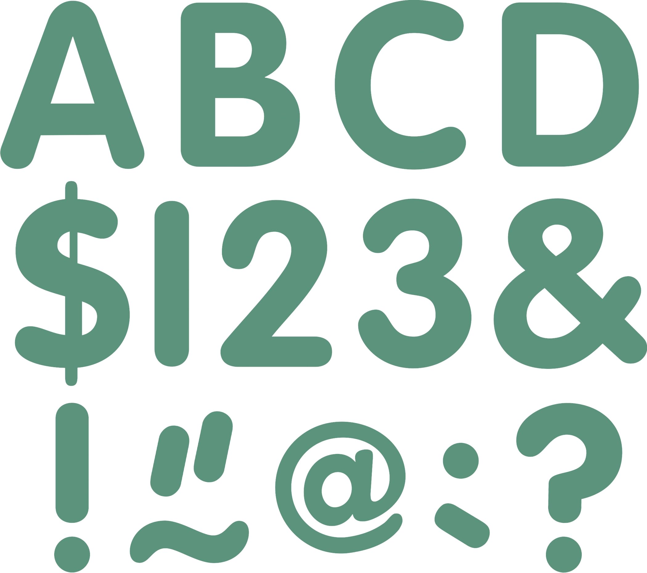Lettres majuscules lisibles pour tableau d'affichage vert eucalyptus 5cm - 6