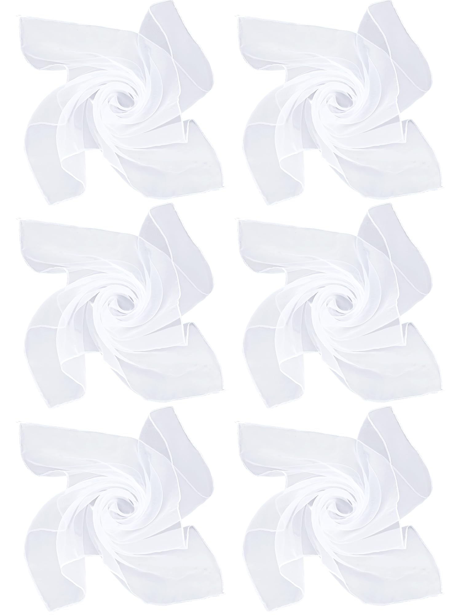 Boao 6 Pieces Chiffon Scarf 1950s Square Neck Head Scarfs Vintage Soft Polyester for Women Lady