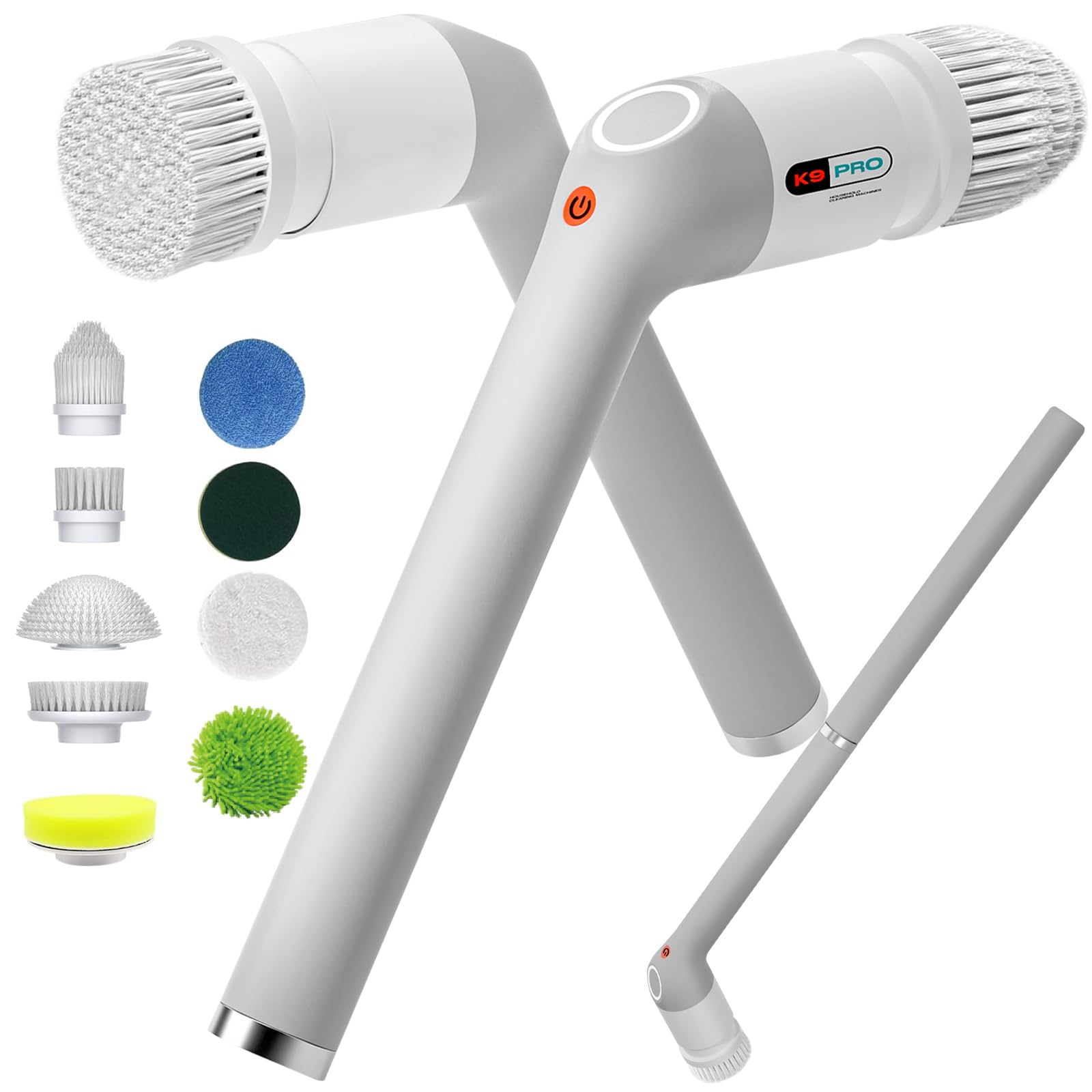 Electric Spin Scrubber Bathroom Cleaner Brush with Full-Body IPX7 Waterproof Shower Scrubber with Long Handle Power Cleaning Brush